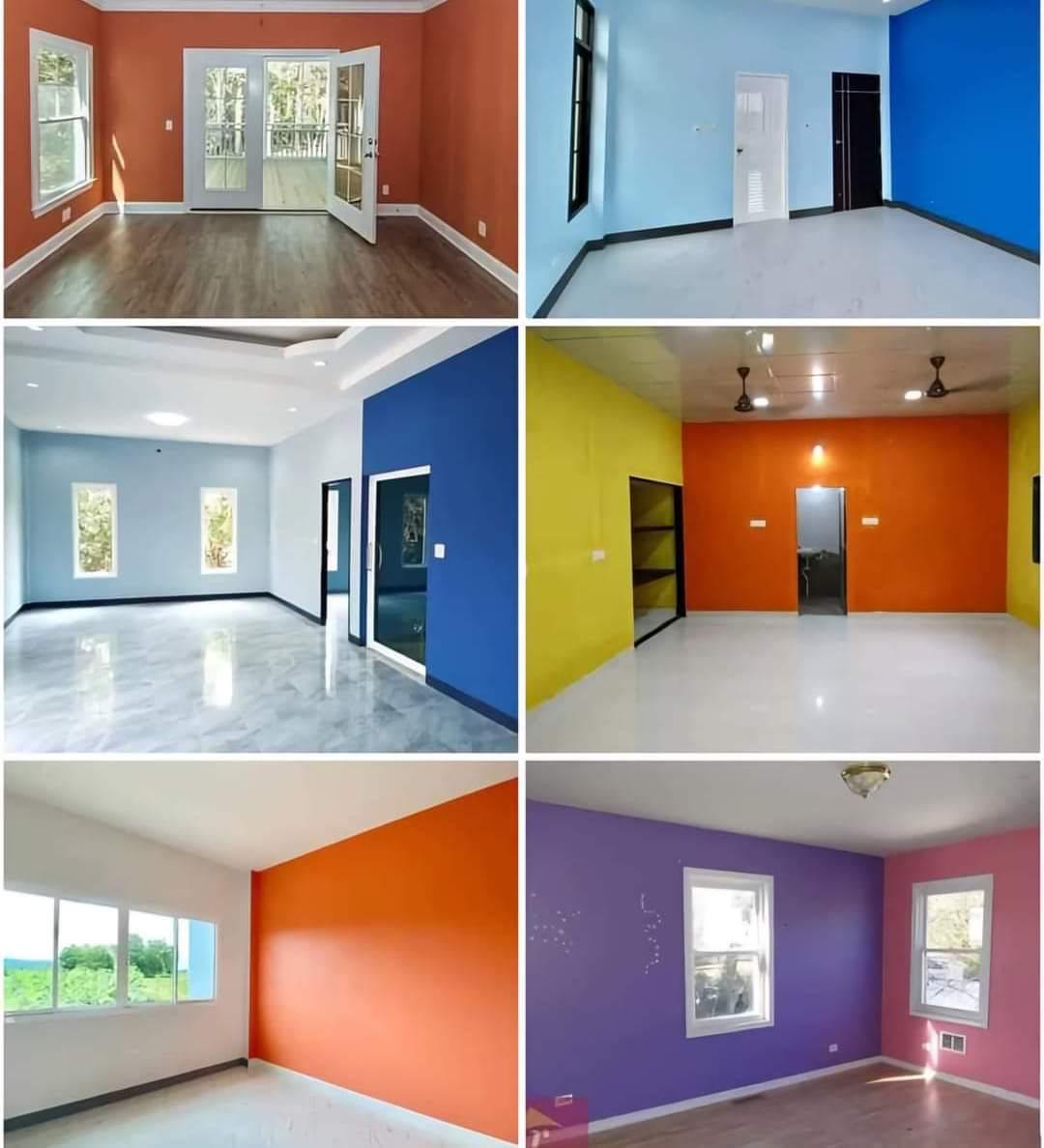 Collage kleurrijk interieurschilderwerk verschillende kamers — schilder Noord-Holland